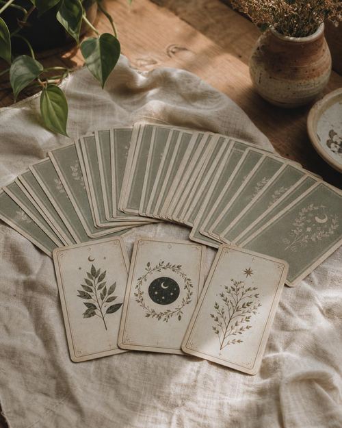 Cartas de tarô sobre linho